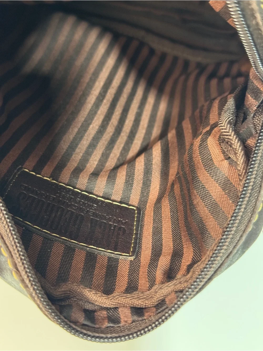Jack Georges Men's Dark Brown Leather Crossbody Travel Bag  Zipper top closure